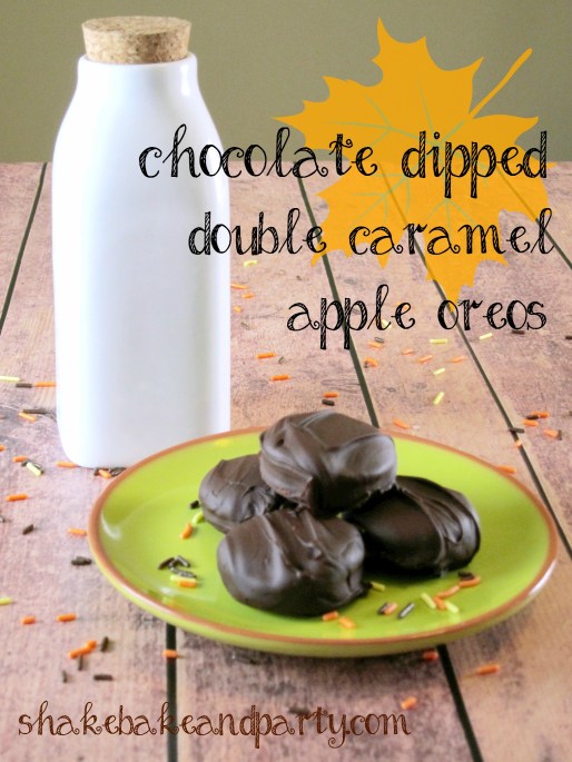 Chocolate Dipped Double Caramel Apple Oreos - An easy fall treat from Shake Bake and Party